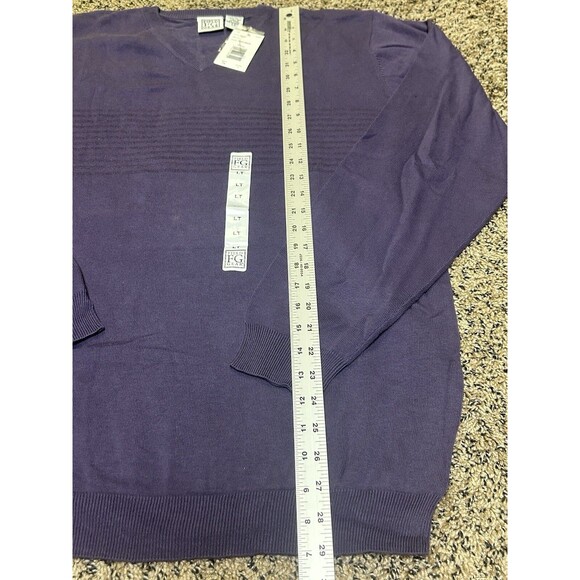 Field Gear V-Neck Sweater Purple LT  w/Chest‎ Stripe Long Sleeve Pullover - Picture 5 of 7
